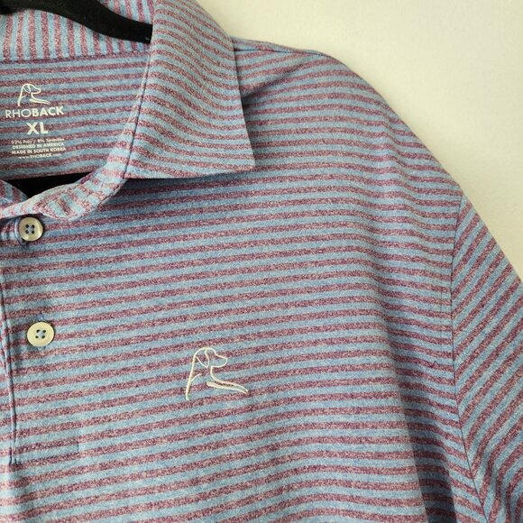 Rhoback Purple Striped Golf Polo Stretch Performance Wear Men's XL - Picture 4 of 8